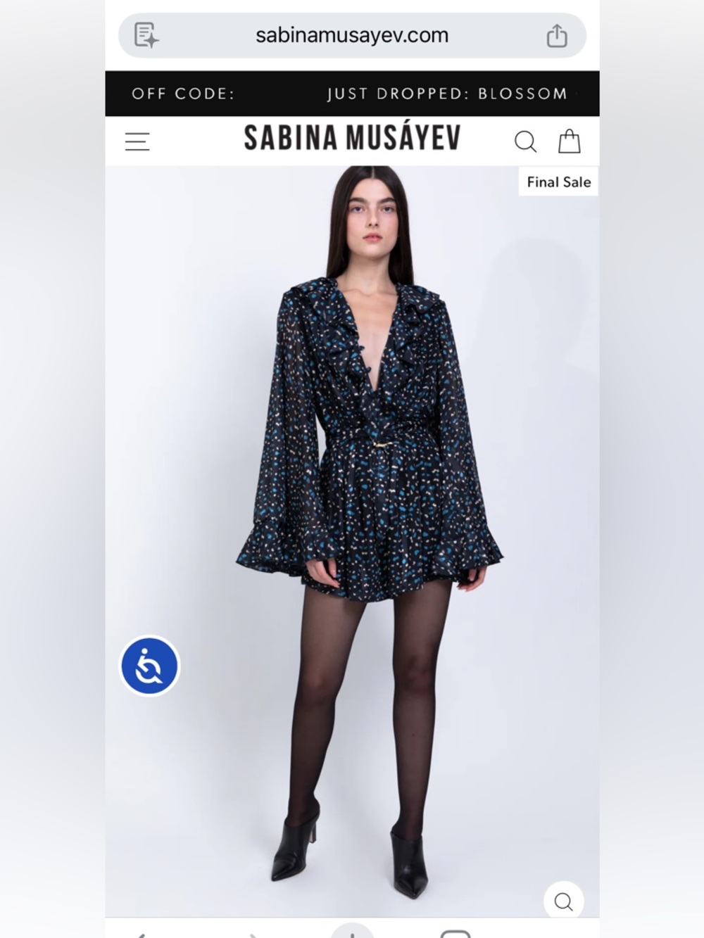 Sabina Musayev Black Floral Ruffle Mini Dress